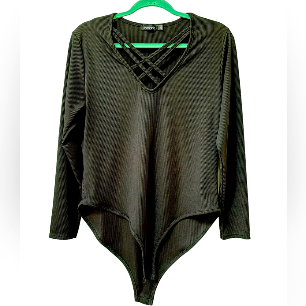 Ribbed Cross strap Body Suit